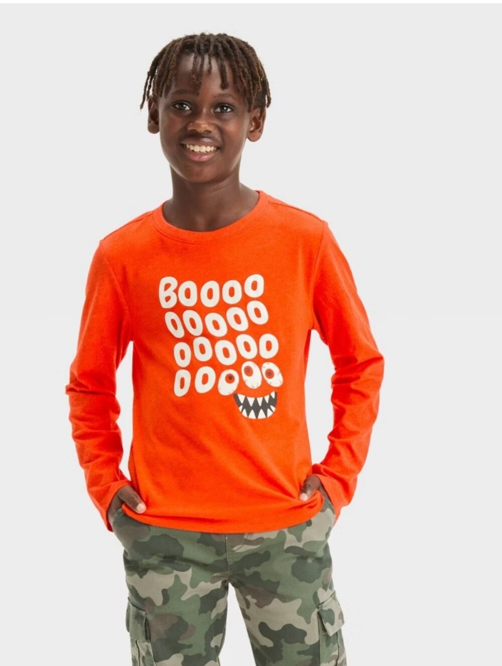 Boys' Long Sleeve Glow In The Dark Halloween Graphic T-Shirt - Cat & Jack M(8)